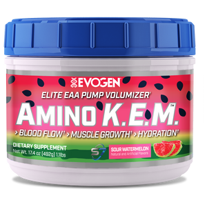 Evogen | Amino K.E.M. | Elite EAA Pump Volumizer Powder | Sour Watermelon Flavor | Front Image Bottle