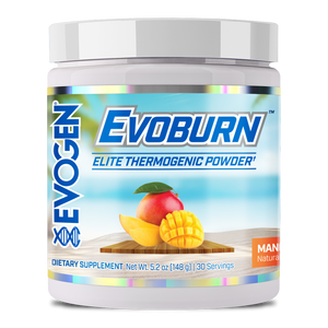 Evogen | Evoburn | Elite Thermogenic Powder | New Product | Mango Flavor | Front Image bottle