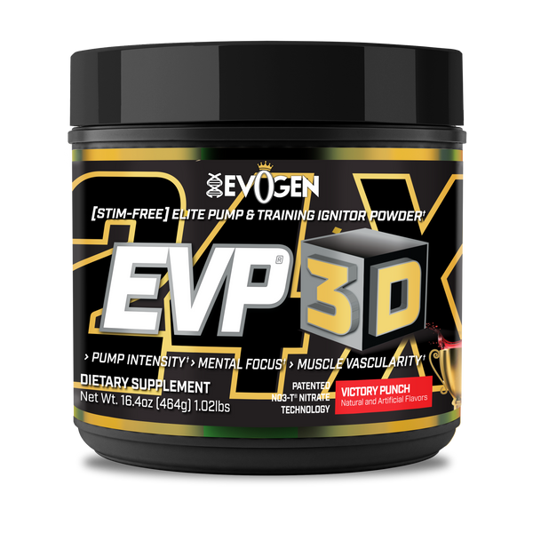 Evogen | EVP-3D | Non-Stimulant Pre-Workout Powder | Victory Punch Flavor | Front Image Bottle