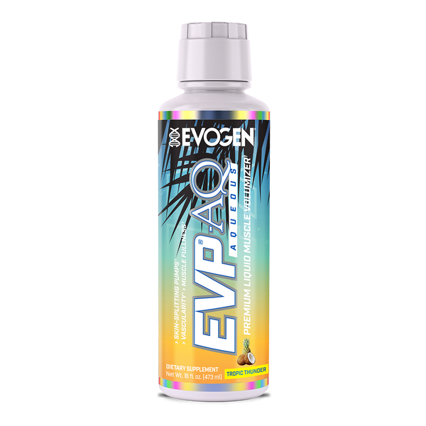 Evogen | EVP AQ (Aqueous) | Liquid Muscle Volumizer | Tropic Thunder Flavor | Vegetable Glycerol | Betaine | S7™ NO Blend |Front Image Bottle