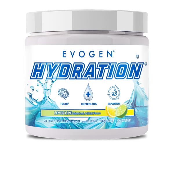 Evogen | Hydration | Full Spectrum Electrolyte Powder | New Product | Lemon Lime Flavor | Front Image bottle