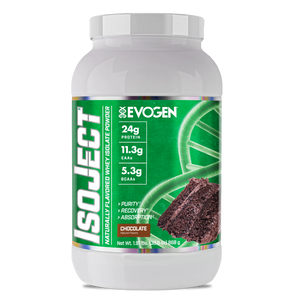 Evogen | IsoJect | Naturally Flavored Whey Isolate Protein Powder| Chocolate | Front Image Bottle