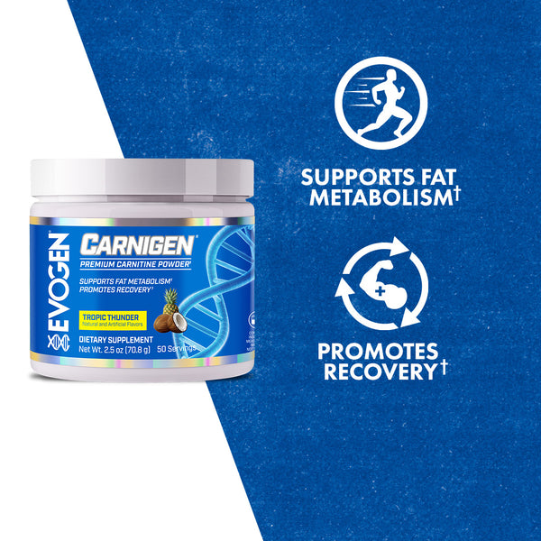 Evogen | Carnigen | Carnitine Powder | Tropic Thunder Flavor | Product Call Outs