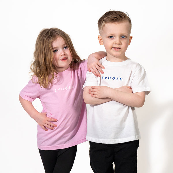 ava and maddox wearing next-gen junior tee