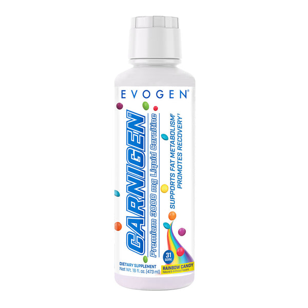 Evogen | Carnigen Liquid L-Carnitine | Rainbow Candy Flavor | Front Image Bottle