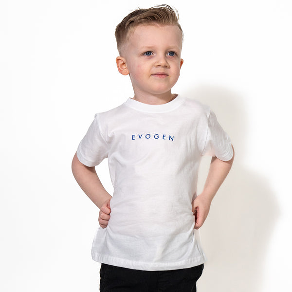 maddox wearing white next-gen junior tee